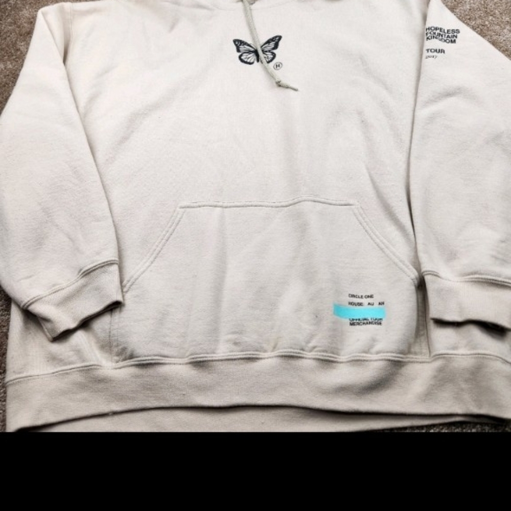 Men's Cream Hoodie with Butterfly Design